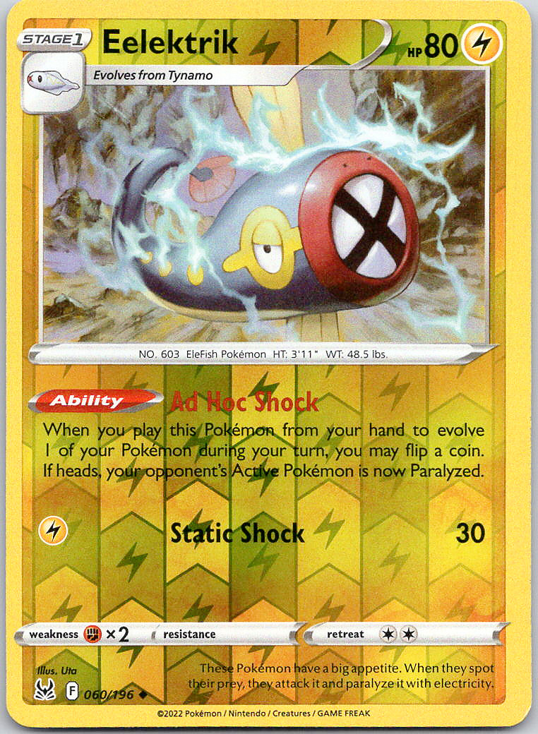 Pokemon Eelektrik 60/196 Lost Origin Uncommon Reverse Holo NM TCG
