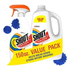 Shout Triple- Acting Laundry Stain Remover, 128fl.oz, Refill+22fl.oz,Trigger