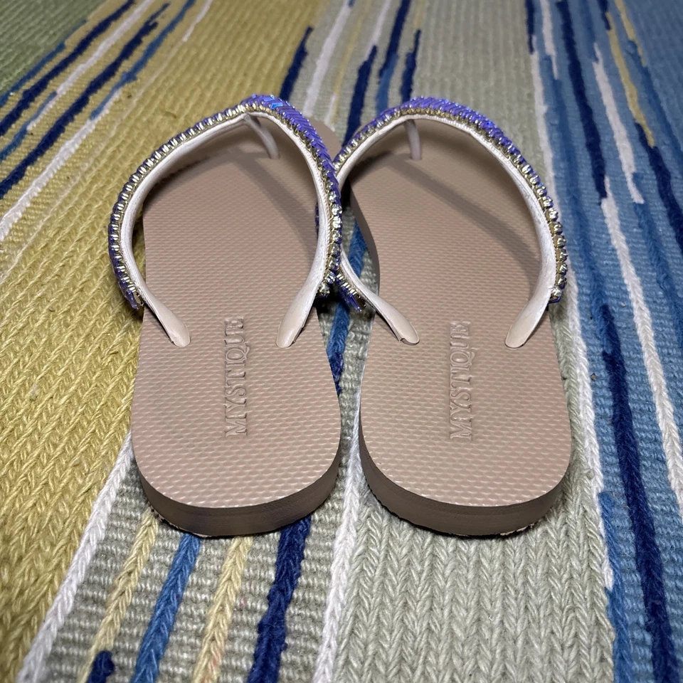 Sandalia MYSTIQUE Púrpura Cristal Piedra Joya Deslizable Chanclas Mujer 9-10 Foto 3 de 4