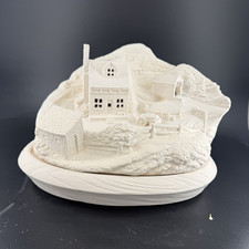 White Ceramic & Porcelain Village House Figur...