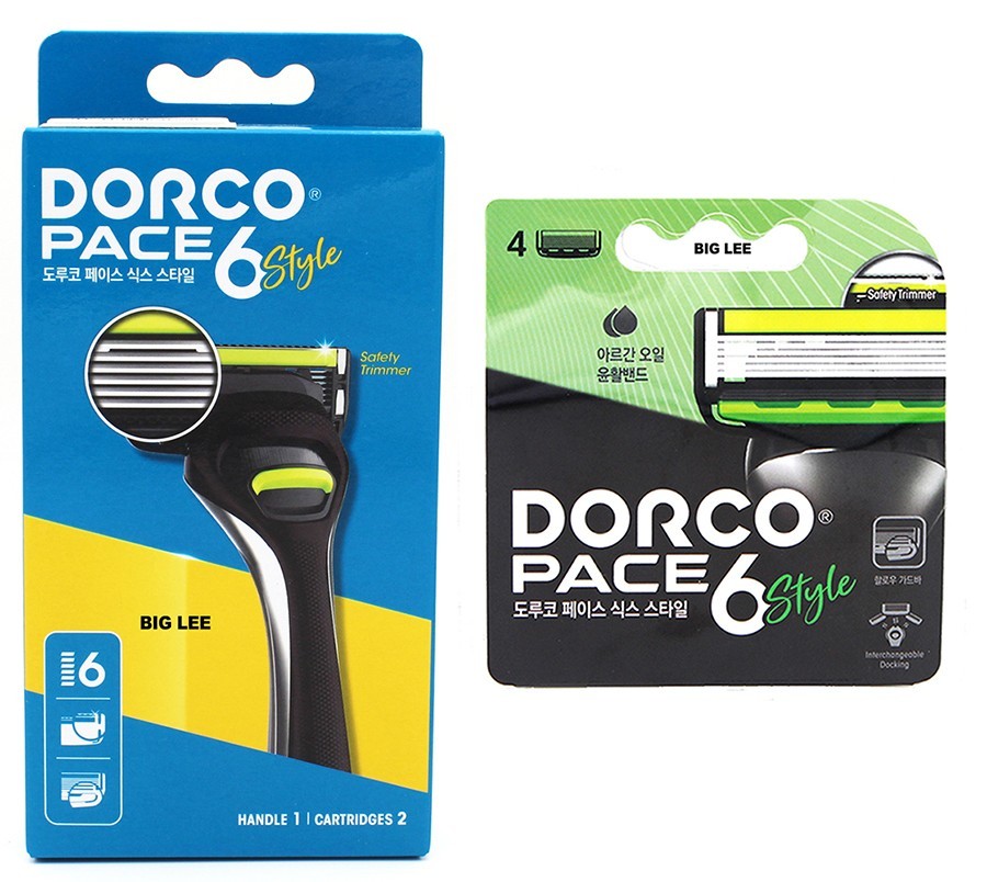 Dorco Pace 6 Blade Style Safety Trimmer Shaving Razor 1 Handle + 6
