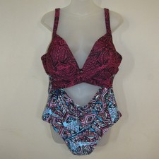 Swimsuits For All Cut Out Underwire One Piece Swimsuit Aztec Pattern Plus sz 24
