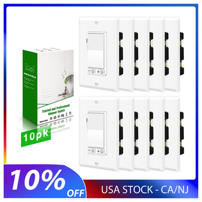 10PK Dimmer Light Switch Single Pole or 3-Way for LED Incandescent CFL 15A 120V