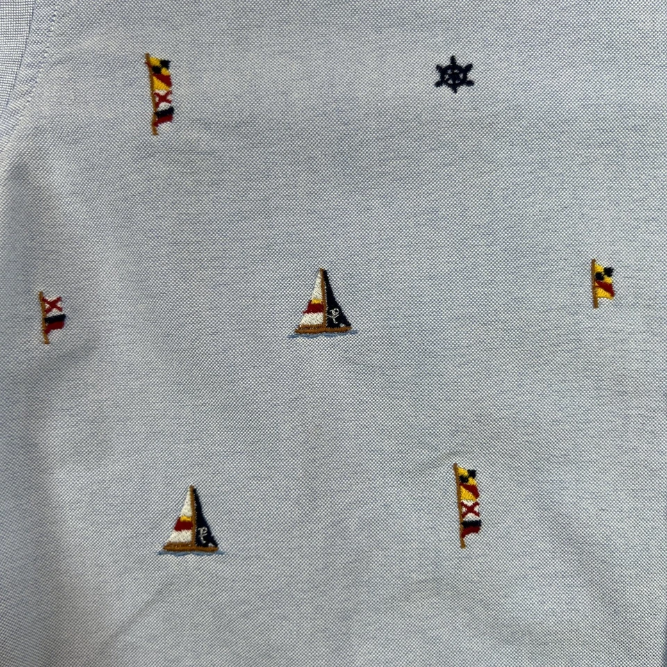 Camisa Ralph Lauren Hombre Grande Azul Manga Larga Bordada Velero Bandera Náutica Foto 3 de 4