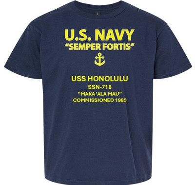 USS HONOLULU  SSN-718 * SEMPER FORTIS *VINYL SHIRT. US NAVY LICENSED