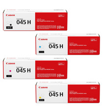 Canon 045H High Yield Toner Set Black Cyan Magenta Yellow Genuine OEM CRG-045H