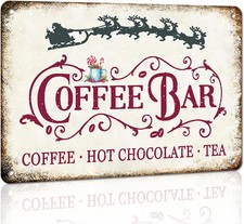 Vintage Christmas Coffee Bar Hot Chocolate and Tin Metal Signs Home D cor 8x12