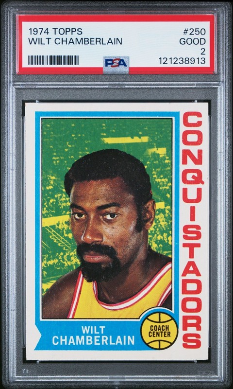 1974 WILT CHAMBERLAIN TOPPS SAN DIEGO CONQUISTADORS # 250 PSA 2