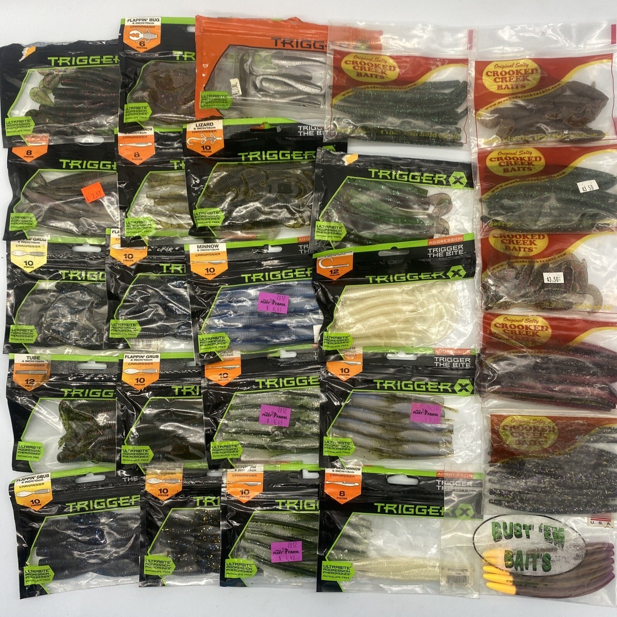 crooked creek fishing lures (26 Pack Lot) Trigger X and Crooked Creek Soft Plastic Bait Fishing Lure