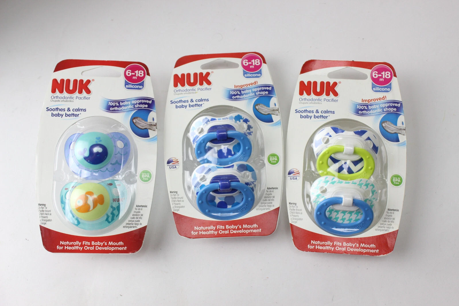 LOT OF 3 PACKS - Pacifiers Baby BLUE/LIME "Pink NUK 6-18mo"
Opens in a new window or tab