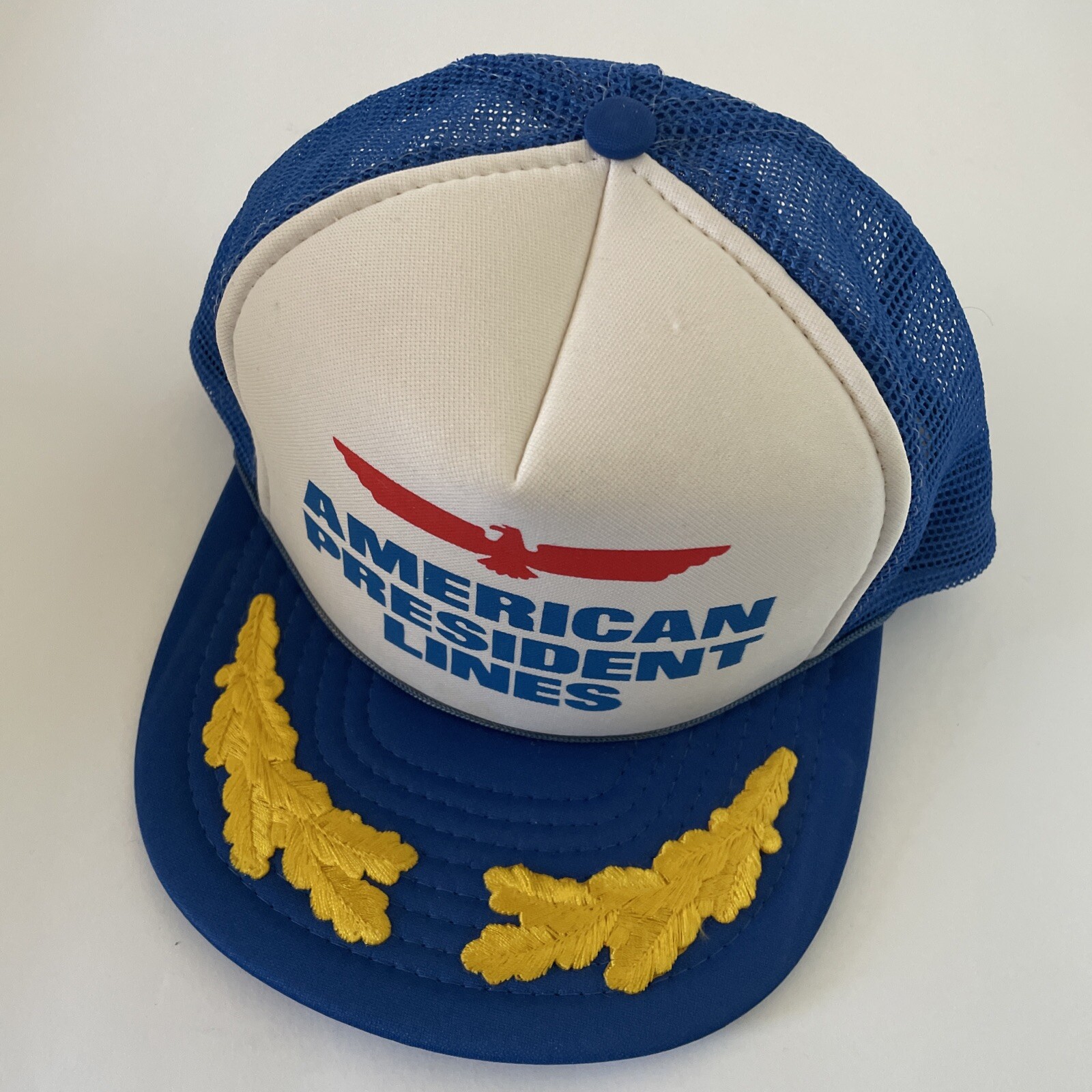 APL Cappello camionista snapback American President Lines maglia blu foglia oro marca Speedway
