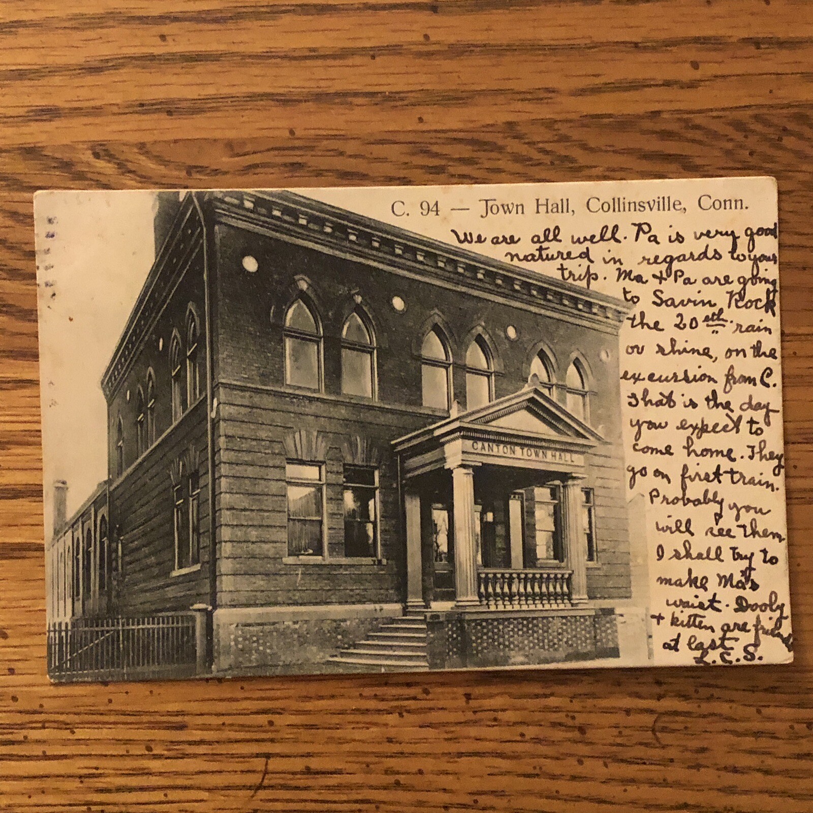 Antique Canton Town Hall 1906 Post Card Collinsville CT H.P. Foote