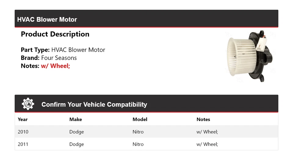 Motor soplador de climatización Dodge Nitro 2010-2011 4 estaciones Foto 2 de 4