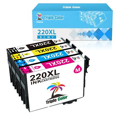 4 PK 220 XL 220-XL Ink Cartridges For Epson XP320 XP420 WF2630 WF2650 WF2660