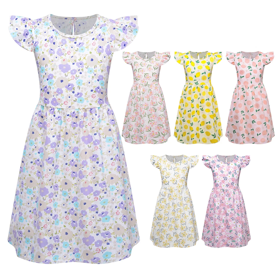 Kids Girls Sundress Sleeveless Dress Ball Dresses Beach Streetwear Cute Costume - Image 2 of 3