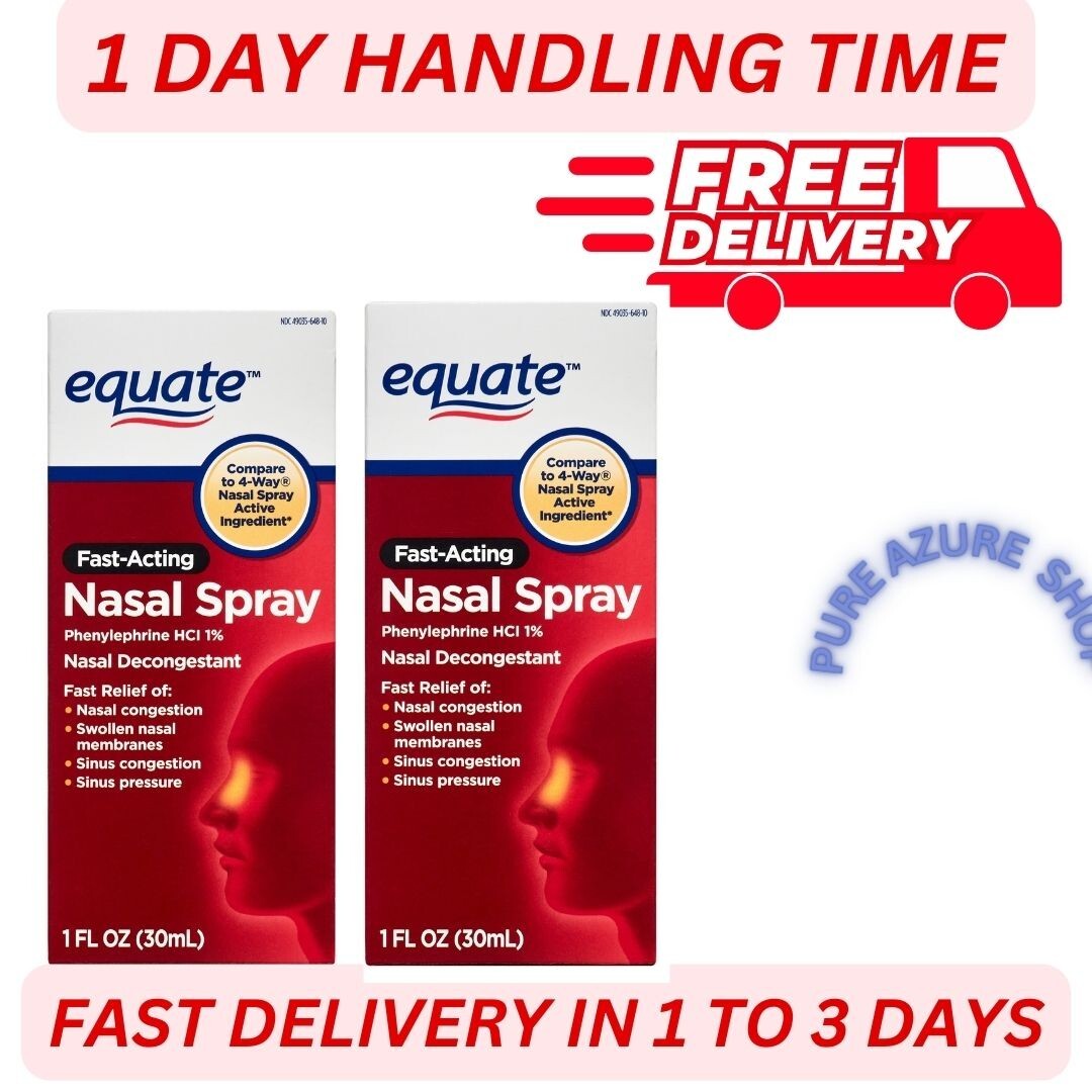 Equate Nasal Spray 6-Pack – Phenylephrine HCl 1% – 1 Fl Oz Each – Allergy Relief