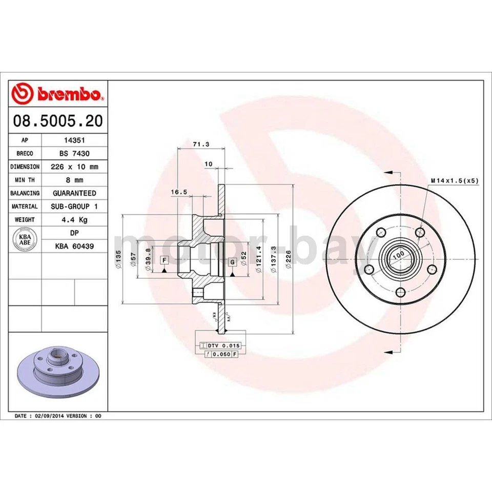 Pastilhas de freio traseiras e rotores Brembo para Volkswagen Corrado 1993 1994 - Imagem 2 de 4