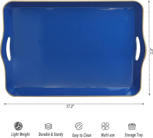 Large Red Decorative Tray, Elegant Plastic Serving Tray with Handles, Table Tray - Picture 6 of 7