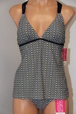 NWT Hula Honey Swimsuit Bikini Tankini 2pc set Sz XS S Black multi