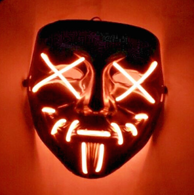 Maske Anonymous, mit LED Leuchtschnur. leuchtet und blinkt
