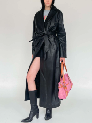 Simili Cuir Noir Trench Femme Long Noir ZARA NEUF TRENCH