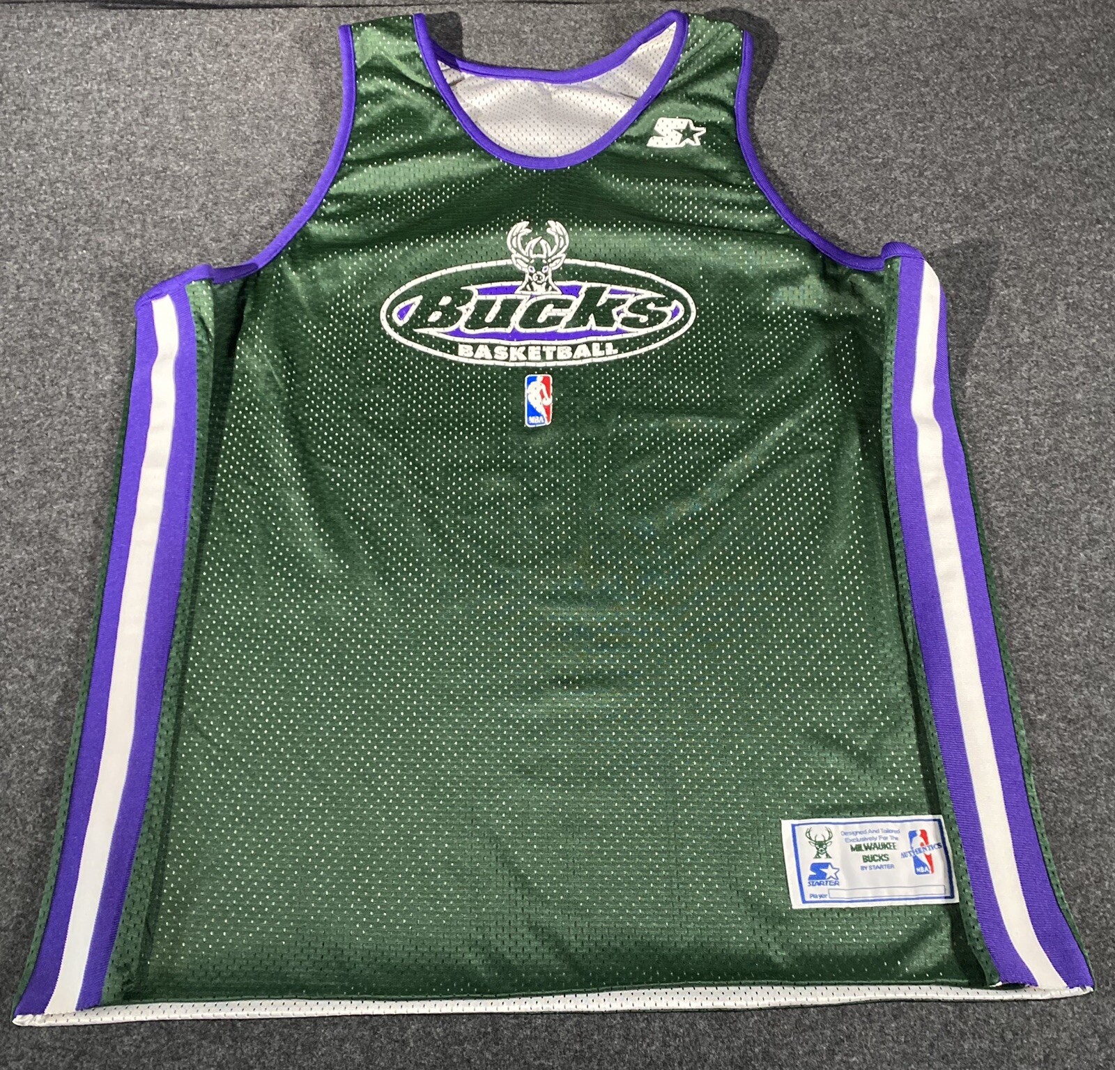 Vintage Starter Milwaukee Bucks Reversible Practice Jersey Mens XXL