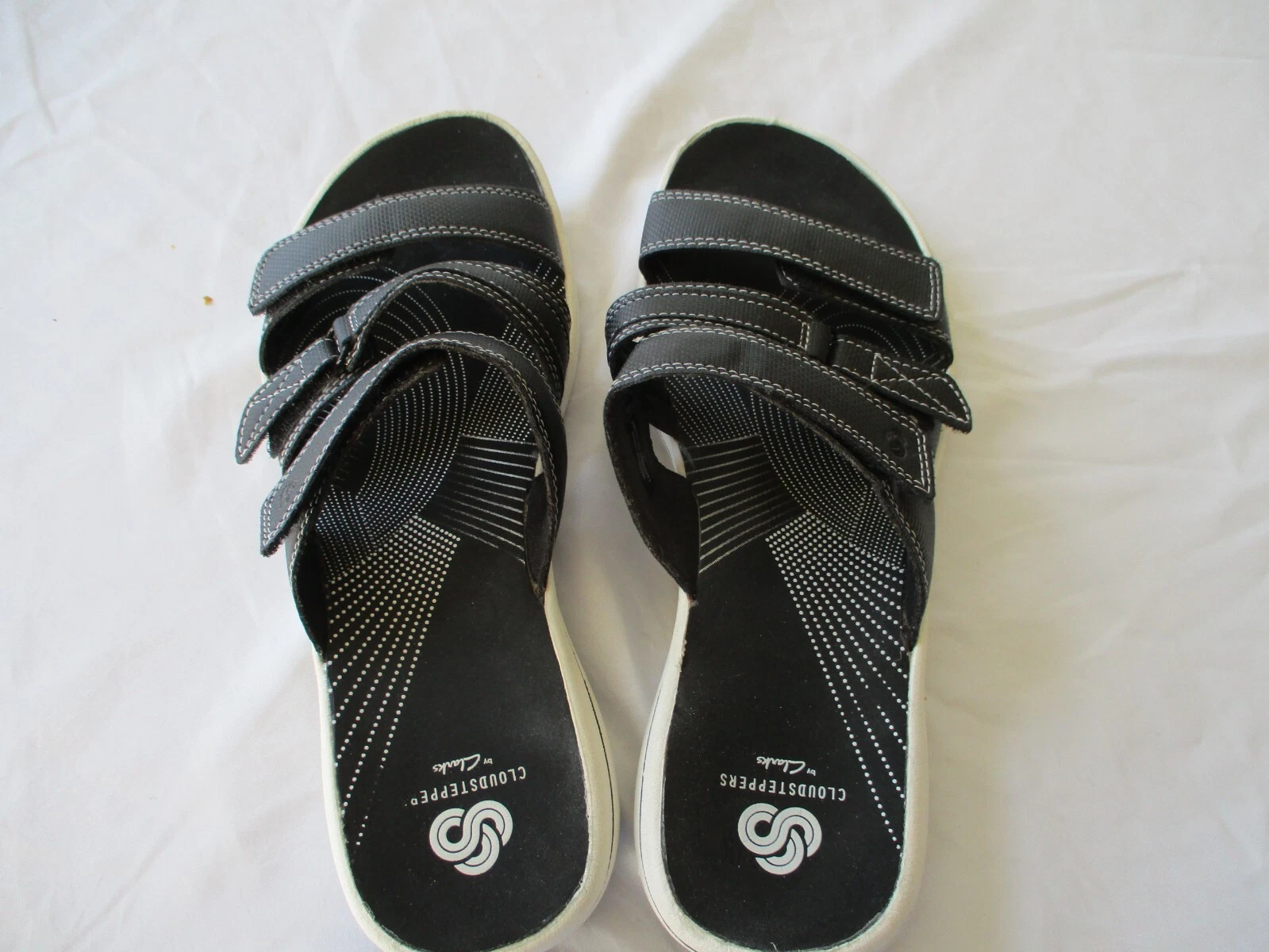 Sandali Clarks Cloudsteppers neri taglia 9 donna comodi cinturini spiaggia casual