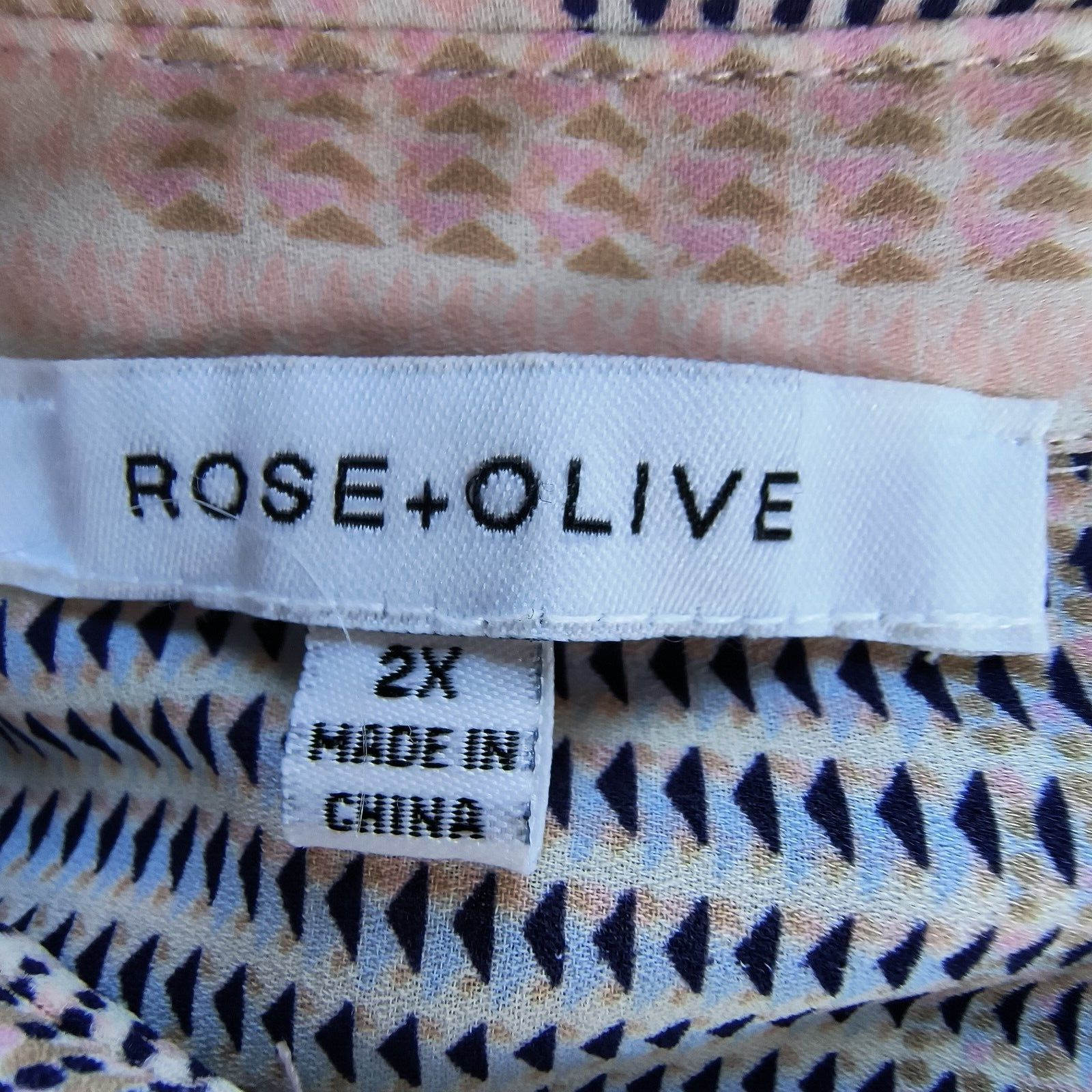 Rose & Olive Top 2X Patchwork Button Down Blouse … - image 16