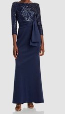 Eliza J Women Blue Sequin Bodice Gown Dress Size 2