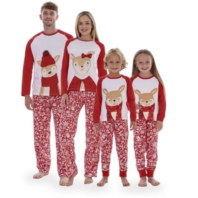 Christmas Family Matching Pyjamas XMAS Adult Kids Nightwear PJS 100% Cotton UK