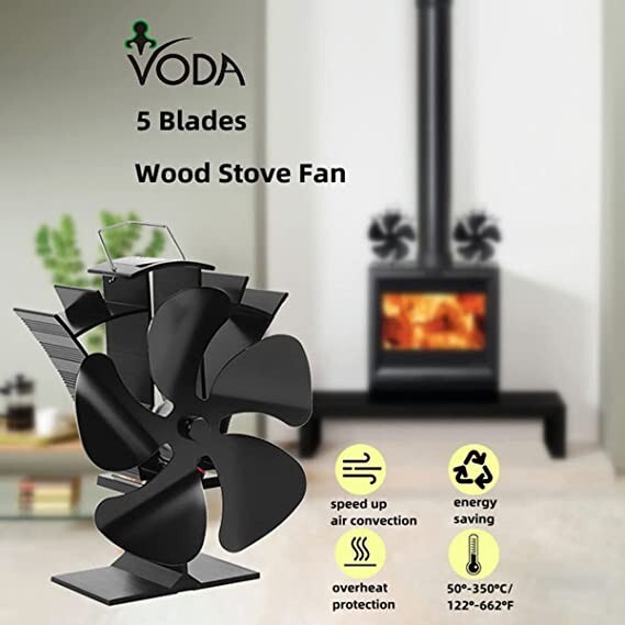 5 Blades Fireplace Stove Fan Heat Cocoon Self-Powered Wood Top Burner Eco  Heater | eBay