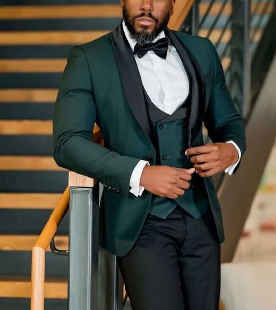 Men's Green Tuxedo Suit Piece Slim Fit One Button Designer
