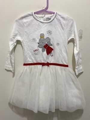 Süßes Baby Mädchen blau Zoo weiß Fee Maus Langarm Tutu Weihnachten Kleid 9-12m  