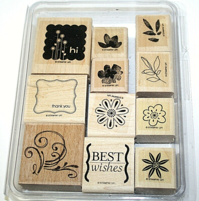 Stampin Up 11 Stamp Set Scrapbooking PaperCrafts Hi Best Wishes Flowers Frame