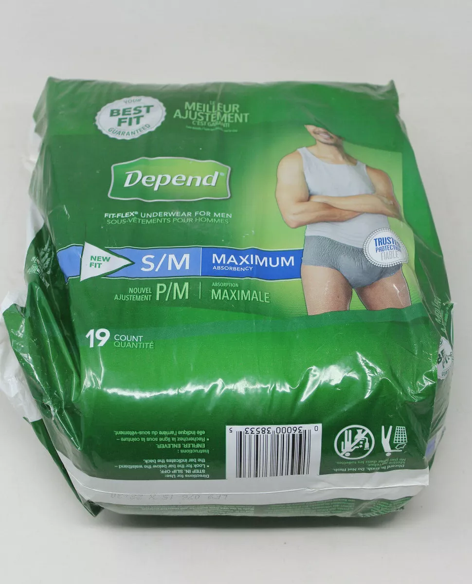 Depend Mens Sz S/M Maximum Absorbency Fit-Flex Underwear Adult Diaper 19 ct.