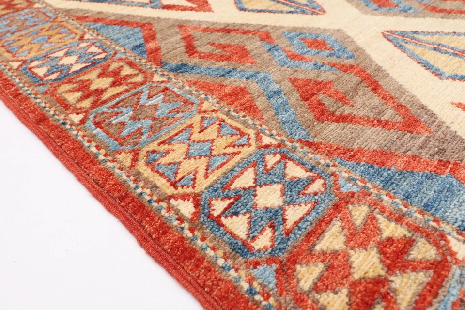 10 ft Hallway Tribal geometric Runner Rug Afghan Hand Knotted Wool Rug - Image 3 of 4