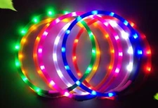 DOT LED TUBE RECHARGEABLE GLOW COLLAR dog pet safety light-up flashing SIZE-ABLE