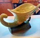 Vintage 1949 ROSEVILLE  Pottery Apple Blossom Green Cornucopia Vase #323-8