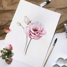 Original Handpainted Flower, Botanical painting, Minimalist flowers decor