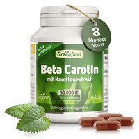 Greenfood Beta Carotin, 50000 Ie, Extra Hochdosiert, 120 Kapseln – Vegan