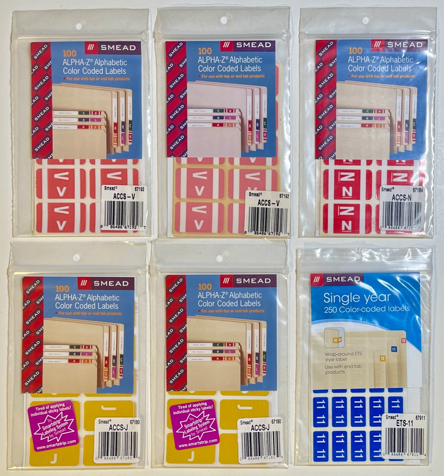 Smead ALPHA-Z Alphabetic Color Coded Labels Letters N J V Year 11 Lot ...