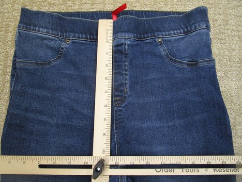 Spanx Jeans Women XL Blue Skinny Ankle Pull On Pants Shaping Dark Wash Stretch - Picture 6 of 8