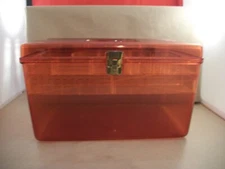 Vintage Wilson Wil-Hold MFG Large 2 Removable Trays Amber Color Sewing Box