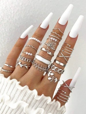 22Pcs Boho Knuckle Ring Set Women Vintage Gold Silver Stacking Midi Rings