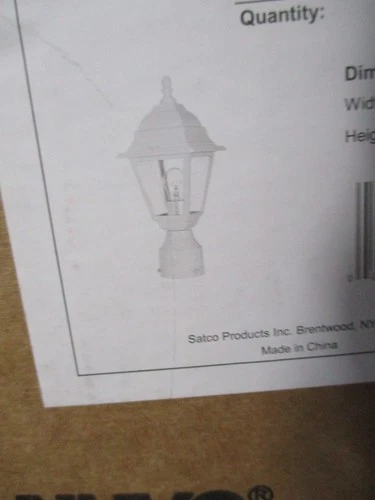 Satco Nuvo Lighting 14" Post Lantern White with Clear Glass 60W Model 60-546 - Picture 5 of 5