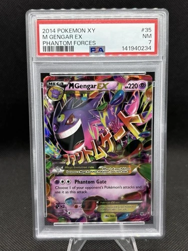 2014 POKEMON XY PHANTOM FORCES #35 M GENGAR EX PSA 7