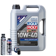 Motoröl 10W40 LIQUI MOLY Mos2 Leichtlauf 5L+BOSCH Ölfilter +Spülung +Cera Tec