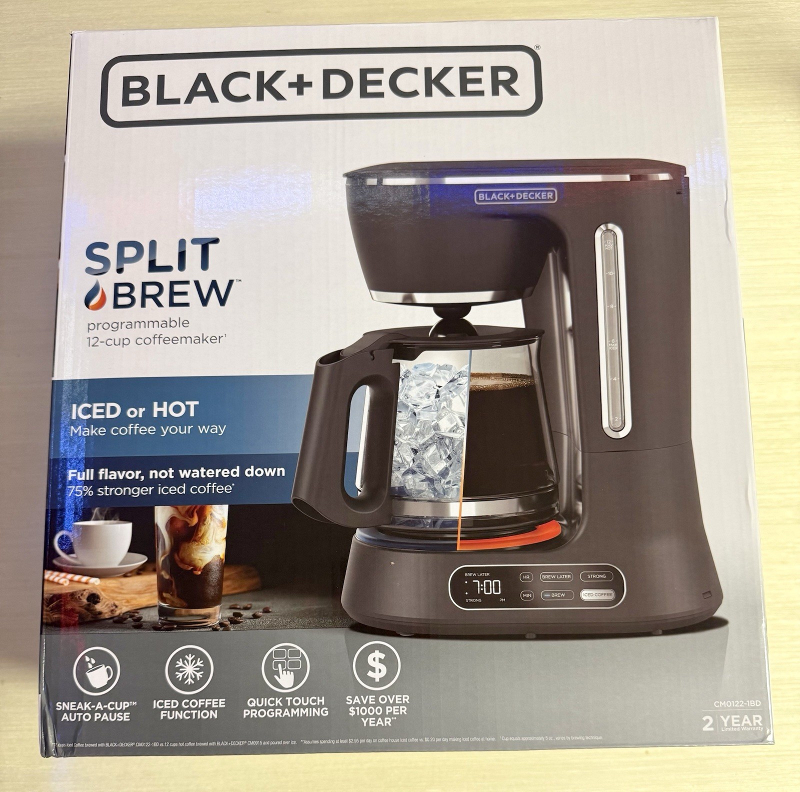 BLACK+DECKER Split Brew 12-Cup Digital Coffee Maker, CM0122, Iced or Hot Coffee