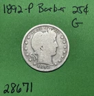 1892-P Barber / Liberty Head Quarter .25c Good