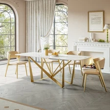 Titanium Gold Dining Table: Snow Mountain Top